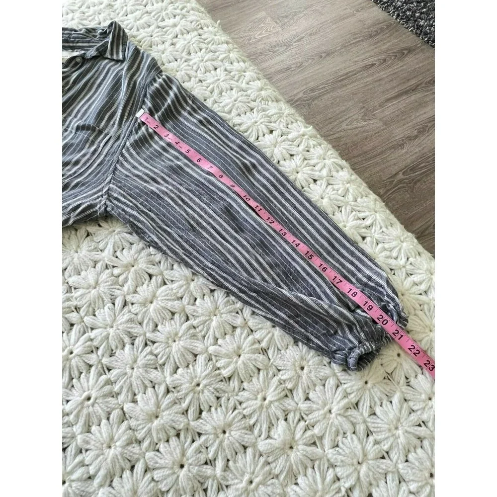 AMERICAN EAGLE OUTFITTERS  Button Front Tie Waist Stripe Gray White Small - Picture 11 of 12